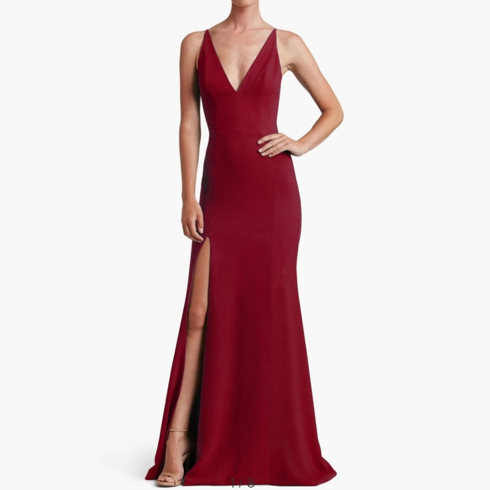▫️NWT Dress the Population 'Iris' Side Slit Crepe Gown, X-Large